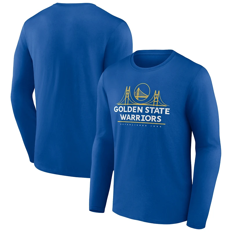 Men's Royal Golden State Warriors Announcer Long Sleeve T-Shirt