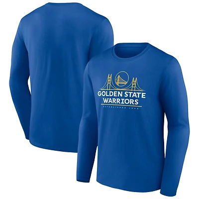 Men's Royal Golden State Warriors Announcer Long Sleeve T-Shirt