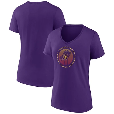 Women's Purple Los Angeles Lakers Announcer V-Neck T-Shirt