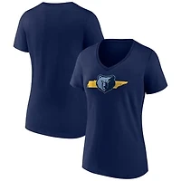 Women's Navy Memphis Grizzlies Announcer V-Neck T-Shirt