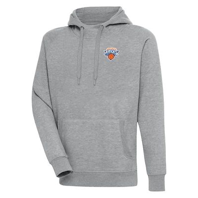 Men's Antigua  Heather Gray Westchester Knicks Victory Pullover Hoodie