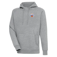 Men's Antigua  Heather Gray Westchester Knicks Victory Pullover Hoodie