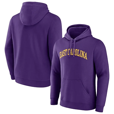 Men's Purple ECU Pirates Basic Arch Pullover Hoodie