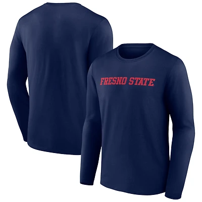 Men's Navy Fresno State Bulldogs Basic Arch Long Sleeve T-Shirt