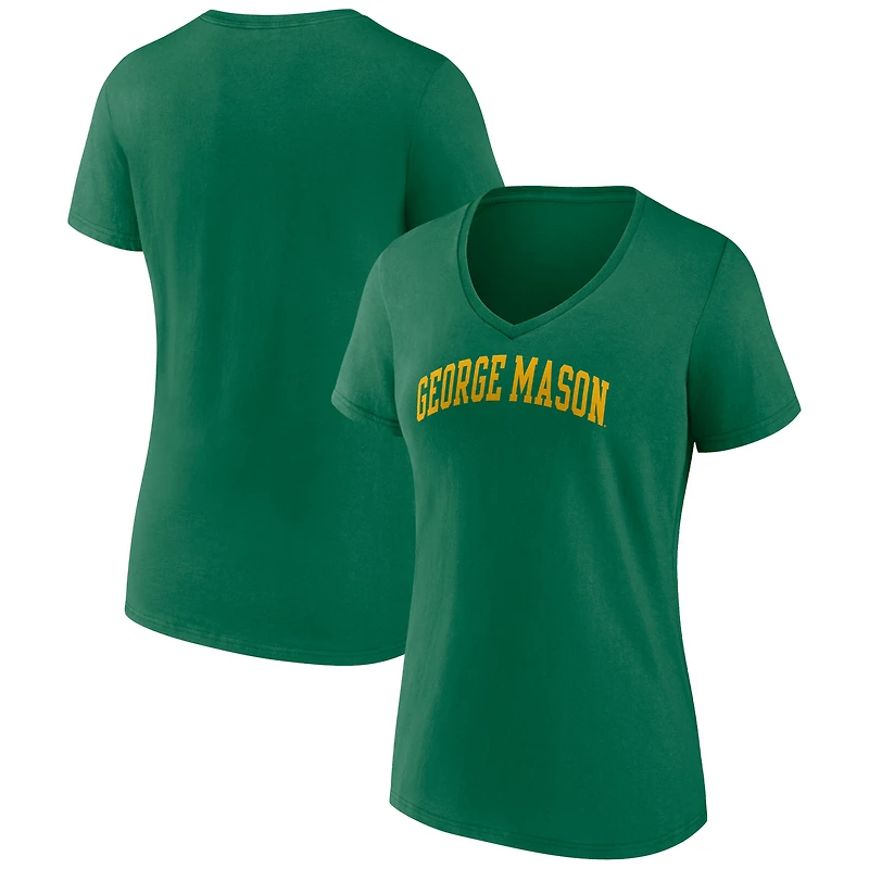Women's Green George Mason Patriots Basic Arch V-Neck T-Shirt