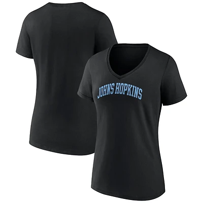 Women's Black Johns Hopkins Blue Jays Basic Arch V-Neck T-Shirt