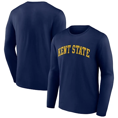 Men's Navy Kent State Golden Flashes Basic Arch Long Sleeve T-Shirt