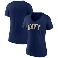 Women's Navy Navy Midshipmen Basic Arch V-Neck T-Shirt