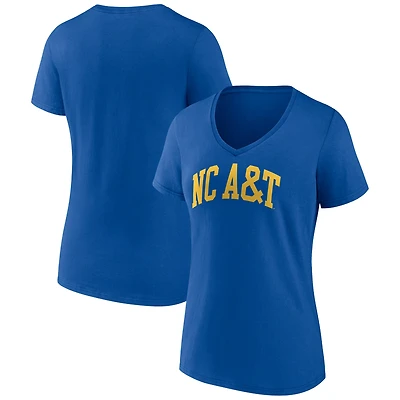 Women's Royal North Carolina A&T Aggies Basic Arch V-Neck T-Shirt