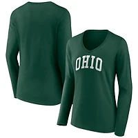 Women's Ohio Bobcats Basic Arch Long Sleeve V-Neck T-Shirt