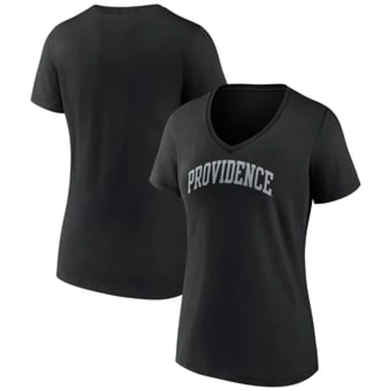 Women's Black Providence Friars Basic Arch V-Neck T-Shirt