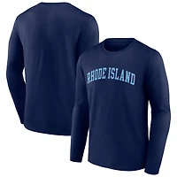 Men's Navy Rhode Island Rams Basic Arch Long Sleeve T-Shirt
