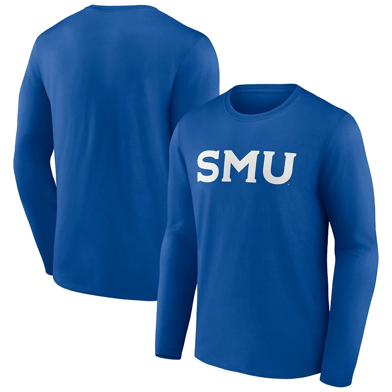 Men's Royal SMU Mustangs Basic Arch Long Sleeve T-Shirt