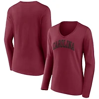 Women's Garnet South Carolina Gamecocks Basic Arch Long Sleeve V-Neck T-Shirt