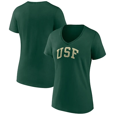 Women's Green South Florida Bulls Basic Arch V-Neck T-Shirt