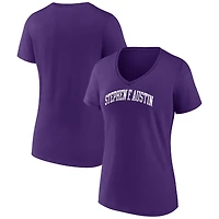Women's Purple Stephen F Austin Lumberjacks Basic Arch V-Neck T-Shirt