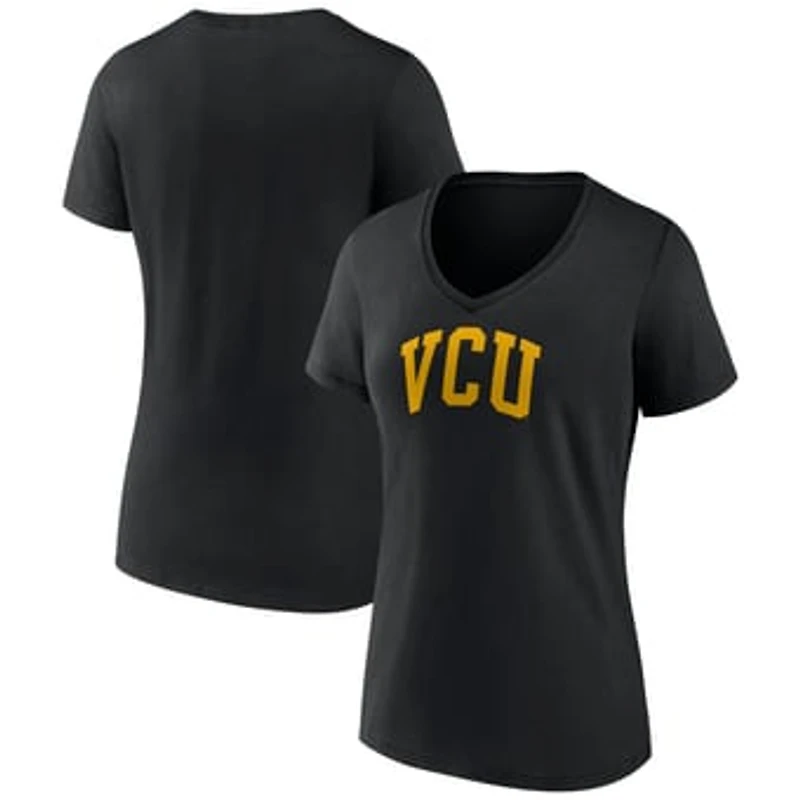 Women's Black VCU Rams Basic Arch V-Neck T-Shirt