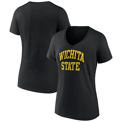 Women's Black Wichita State Shockers Basic Arch V-Neck T-Shirt
