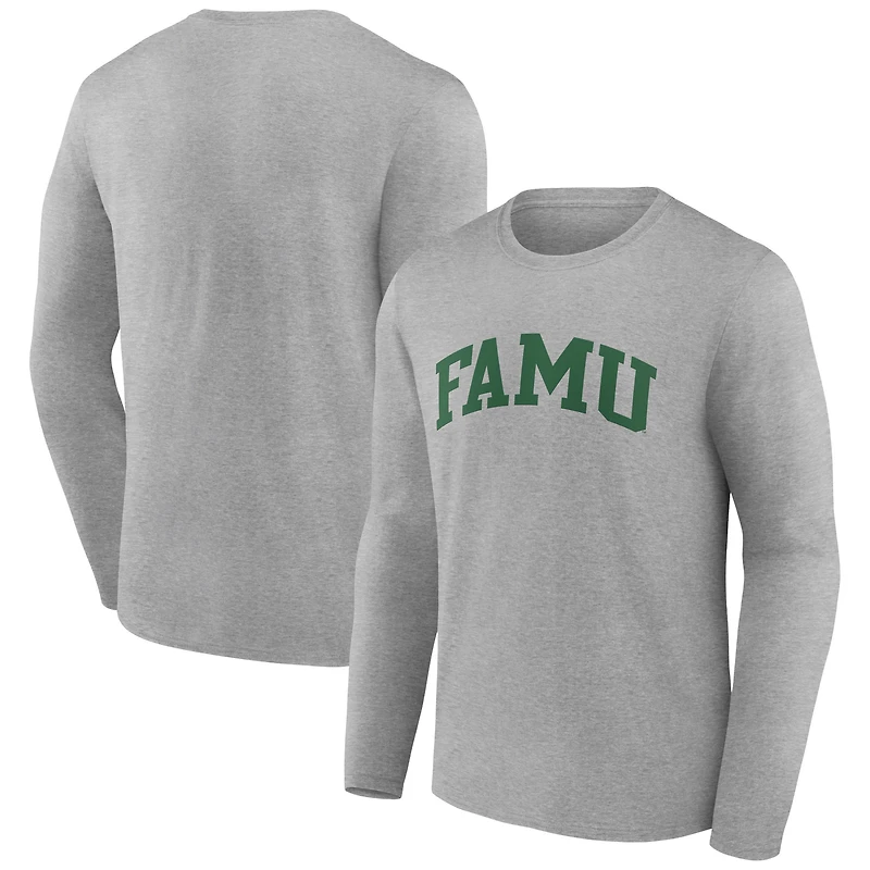 Men's Gray Florida A&M Rattlers Basic Arch Long Sleeve T-Shirt