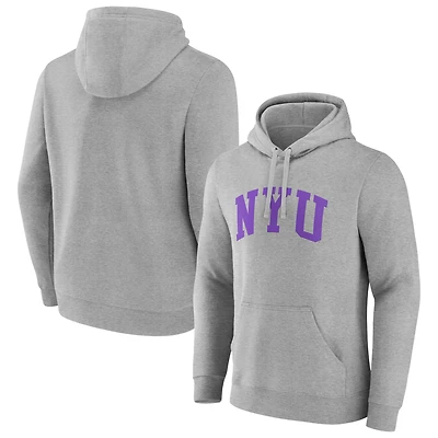 Men's Gray NYU Violets Basic Arch Pullover Hoodie