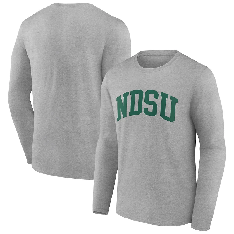 Men's Gray NDSU Bison Basic Arch Long Sleeve T-Shirt