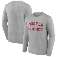 Men's Gray Temple Owls Basic Arch Long Sleeve T-Shirt