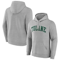 Men's Gray Tulane Green Wave Basic Arch Pullover Hoodie