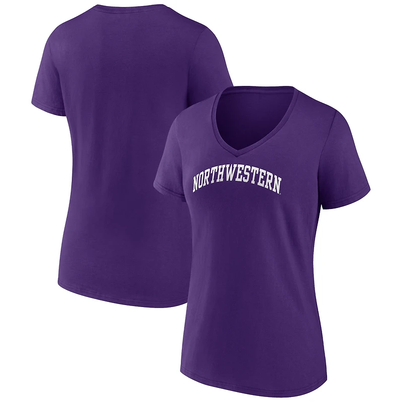 Women's Purple Northwestern Wildcats Basic Arch V-Neck T-Shirt