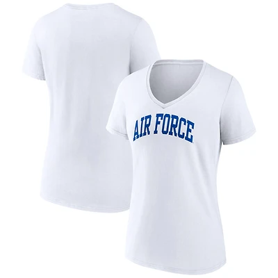 Women's White Air Force Falcons Basic Arch V-Neck T-Shirt