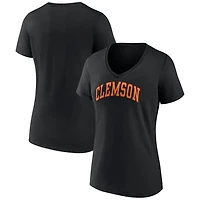 Women's Black Clemson Tigers Basic Arch V-Neck T-Shirt