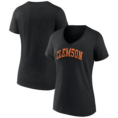 Women's Black Clemson Tigers Basic Arch V-Neck T-Shirt