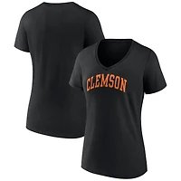 Women's Black Clemson Tigers Basic Arch V-Neck T-Shirt