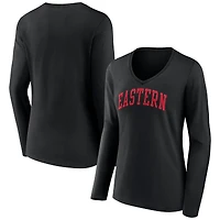 Women's Black Eastern Washington Eagles Basic Arch Long Sleeve V-Neck T-Shirt