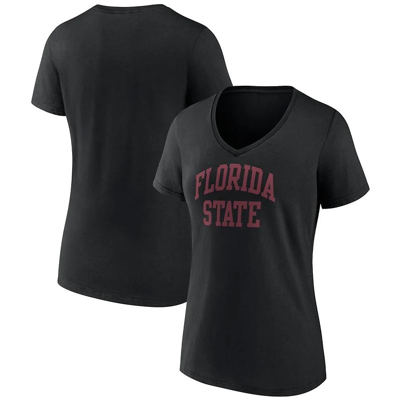 Women's Black Florida State Seminoles Basic Arch V-Neck T-Shirt