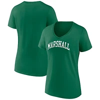 Women's Kelly Green Marshall Thundering Herd Basic Arch V-Neck T-Shirt