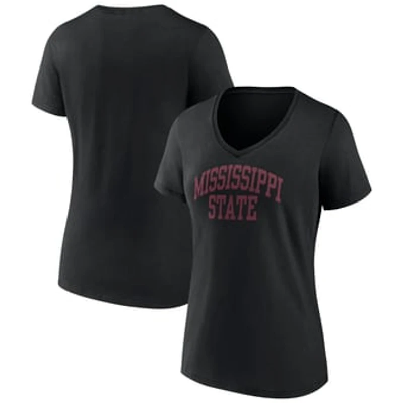 Women's Black Mississippi State Bulldogs Basic Arch V-Neck T-Shirt