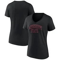 Women's Black Mississippi State Bulldogs Basic Arch V-Neck T-Shirt