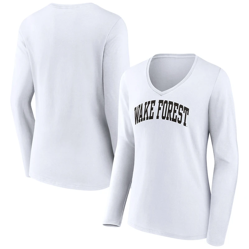 Women's Wake Forest Demon Deacons Basic Arch Long Sleeve V-Neck T-Shirt