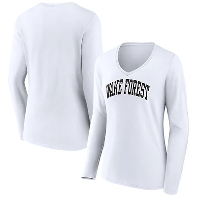 Women's Wake Forest Demon Deacons Basic Arch Long Sleeve V-Neck T-Shirt