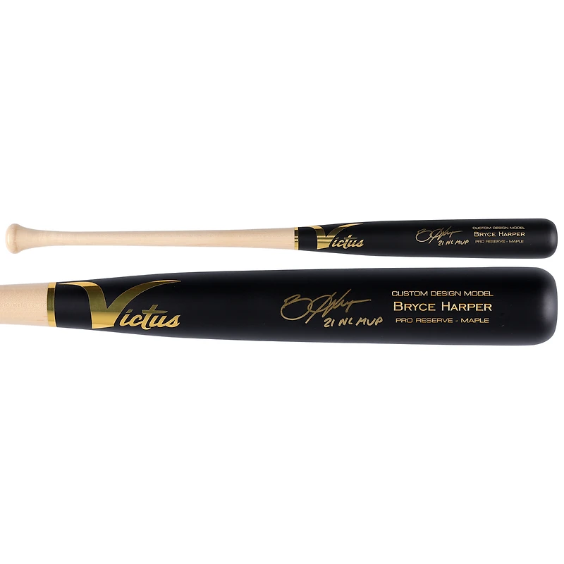 Bryce Harper Philadelphia Phillies Autographed Black Victus Game Model Bat with "21 NL MVP" Inscription