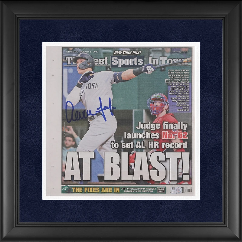 Aaron Judge New York Yankees Autographed Framed 12" x 12" At Blast Newspaper
