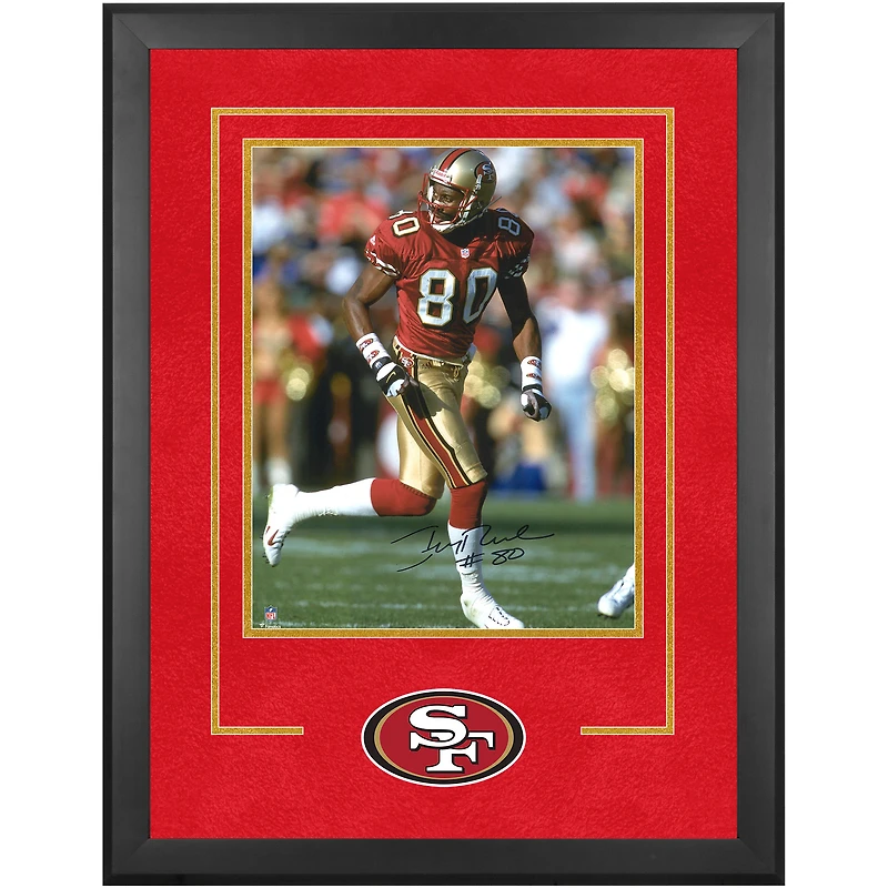 Jerry Rice San Francisco 49ers Autographed Deluxe Framed 16" x 20" Red Running Solo Photograph