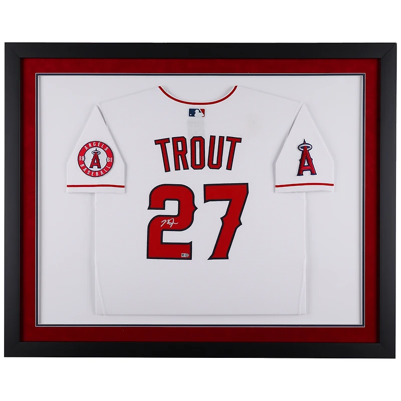 Mike Trout Los Angeles Angels Autographed Framed White Nike Authentic Jersey