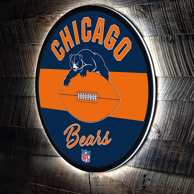 Chicago Bears 23" LED Retro Logo Round Wall Sign