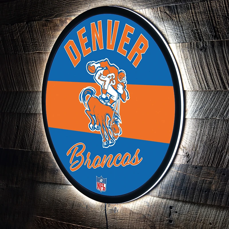 Denver Broncos 23" LED Retro Logo Round Wall Sign