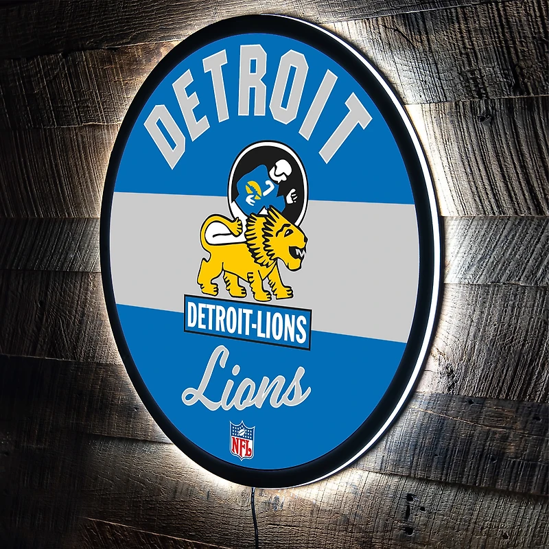Detroit Lions 23" LED Retro Logo Round Wall Sign