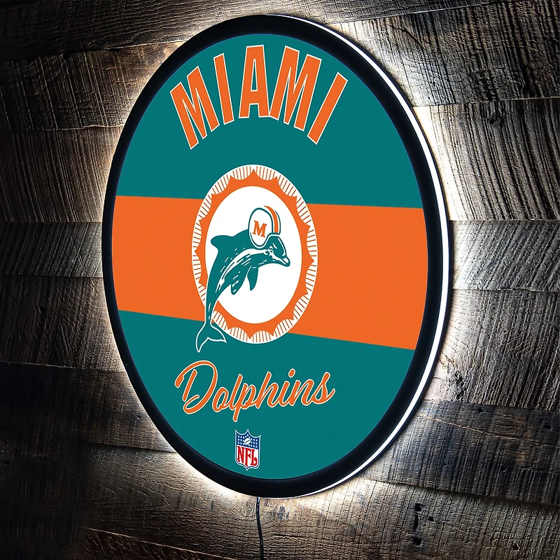Miami Dolphins 23" LED Retro Logo Round Wall Sign