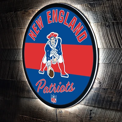 New England Patriots 23" LED Retro Logo Round Wall Sign
