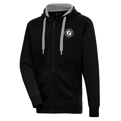 Men's Antigua Black Austin Spurs Victory Full-Zip Hoodie