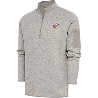 Men's Antigua  Oatmeal Westchester Knicks Fortune Quarter-Zip Pullover Jacket